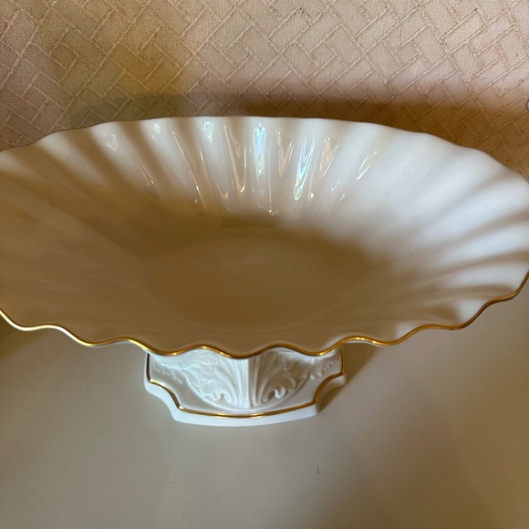 LENOX Aquarius Centerpiece Bowl Tabletop China 24K Gold Trim Vintage Collectible - Picture 4 of 10